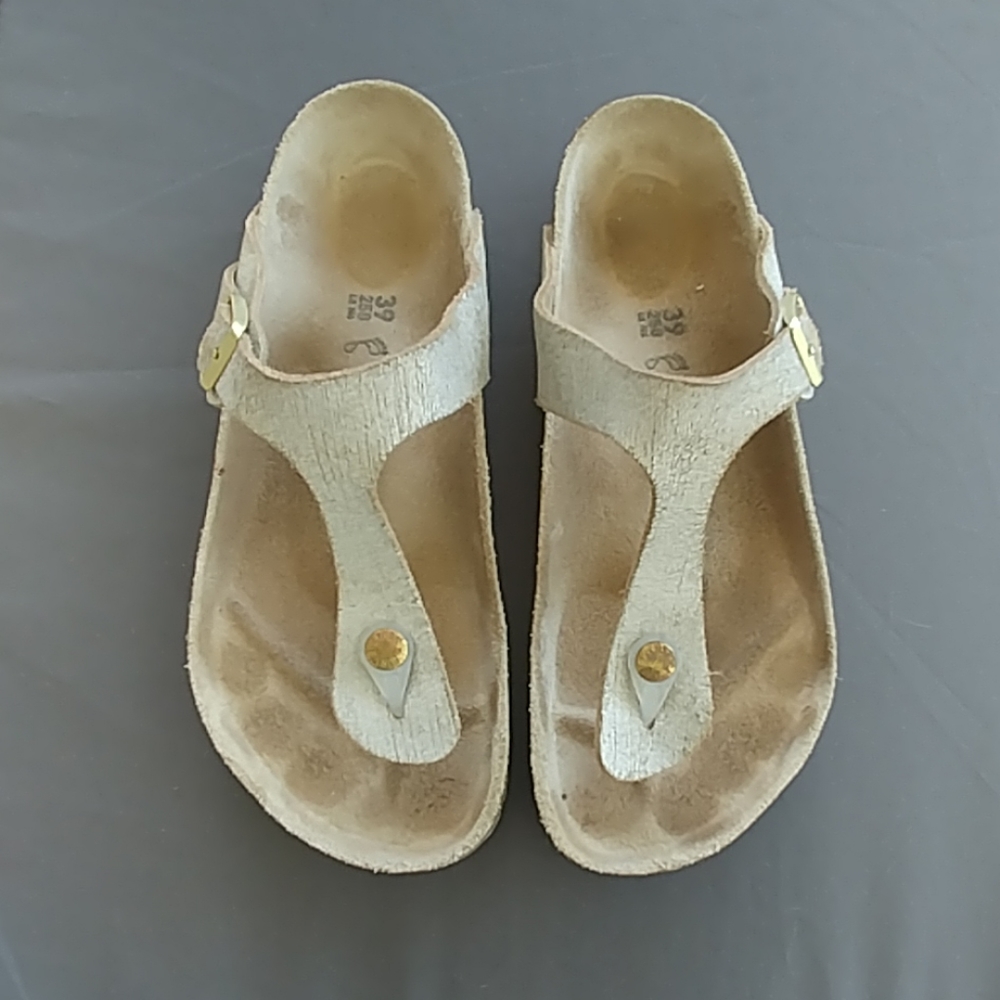 Birkenstock Gizeh metallic leather sandals 39 8.5